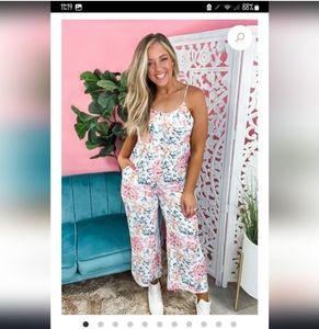 Floral Print Wide-Leg Romper - White Multi